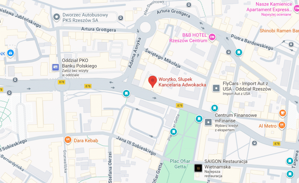 Dojazd do kancelarii adwokackiej Rzeszów