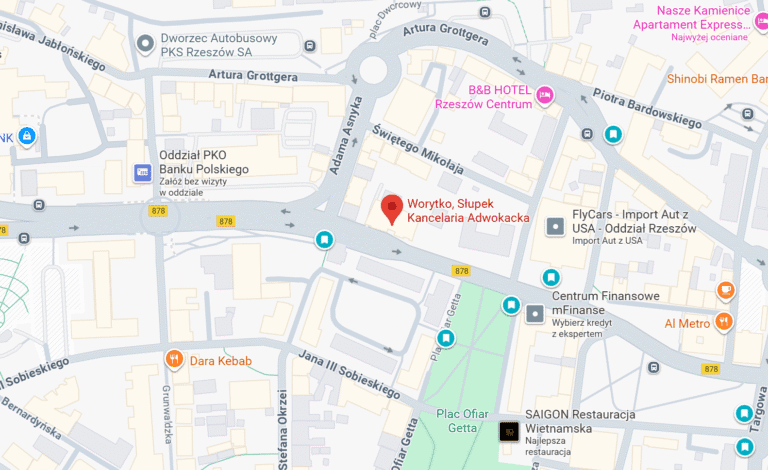 Dojazd do kancelarii adwokackiej Rzeszów